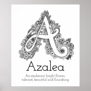 Ett monogram tangrepp av Azalea namn Poster