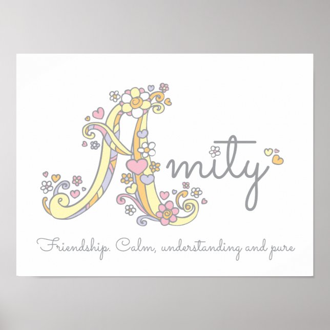 Ett monogramkonst Amity-flickor i namn poster (Framsidan)