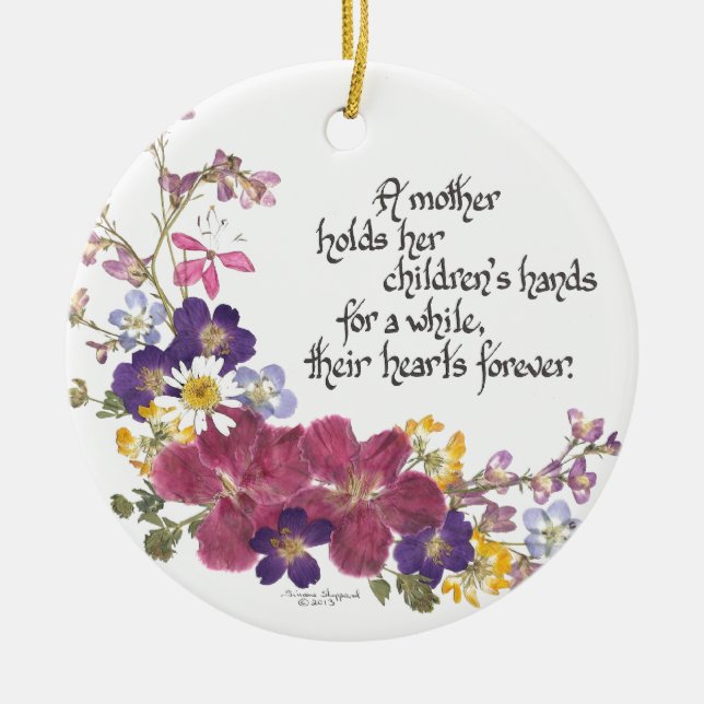 Ett Mor har ett barns hjärta Julgransprydnad Keramik (Framsidan)