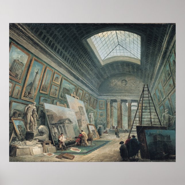 Ett museumgalleri med antika romerska konst poster (Framsidan)