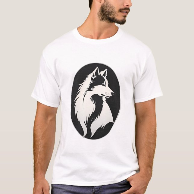 Ett mycket detaljerat Hund Hair Teckning T Shirt (Framsida)