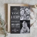 Ett mycket God jul Faux Chalkboard 2-foto Julkort<br><div class="desc">Jag önskar dig en mycket Merry Helgdag och en Gott nytt år! Skicka ditt helgdag önskemål till vänner och familj med det här anpassadet helgdag-kortet. Det här fotot-helgdag har ett faux chalkboard mönster. Anpassa genom att lägga till information. Det här helgdag för anpassningsbar finns i andra färg och kartonger. Matchande...</div>