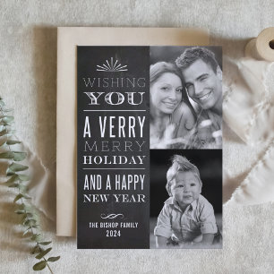 Ett mycket God jul Faux Chalkboard 2-foto Julkort