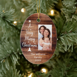 Ett mycket God jul träd Photo Rustic wood Julgransprydnad Keramik
