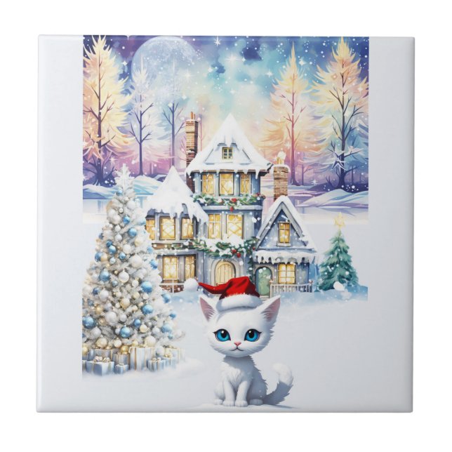 ETT MYCKET KAT CHRISTMAS KAKELPLATTA (Framsidan)