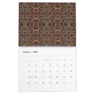ett mycket ornerat mönster med många olika färg kalender