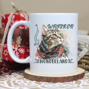 Ett mysigt kattdjur i en färglös halsduk som drömm kaffemugg