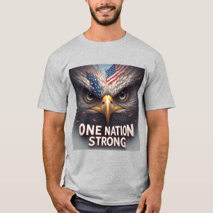 Ett Nation Starkt USA Flagga Patriotisk Present T Shirt