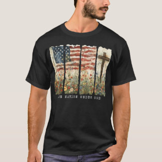 Ett Nation Under Gud Flagga 4:e Juli Patriotisk T Shirt
