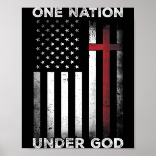 Ett Nation Under Gud Flagga 4 Juli Patriotisk Poster