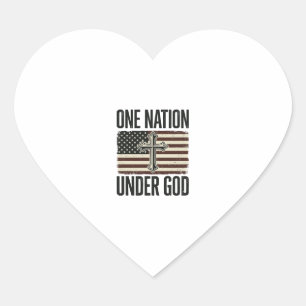 Ett Nation Under Gud Patriotiskt Kors Hjärtformat Klistermärke