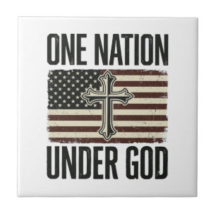 Ett Nation Under Gud Patriotiskt Kors Kakelplatta