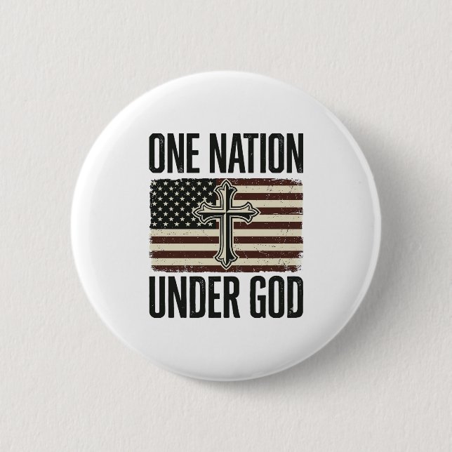 Ett Nation Under Gud Patriotiskt Kors Knapp (Framsida)