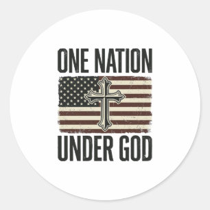 Ett Nation Under Gud Patriotiskt Kors Runt Klistermärke