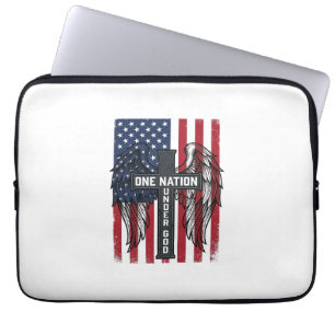 Ett Nation Under Gud Patriotiskt Kors Vingar Tröja Laptop Fodral