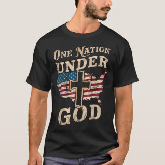 Ett Nation Under Guds Kors Amerikansk Flagga T Shirt