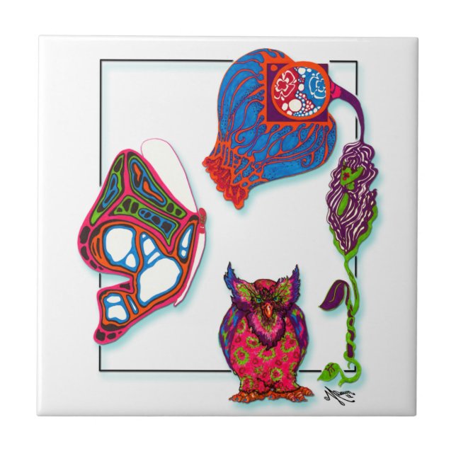 Ett neonklotter belägger med tegel kakelplatta (Framsidan)