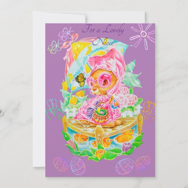 Ett Niece Personlig Påsk-kort. Tack Kort (Framsida)