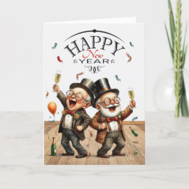 Ett nyårskort i Vintage Caricatures Helgkort