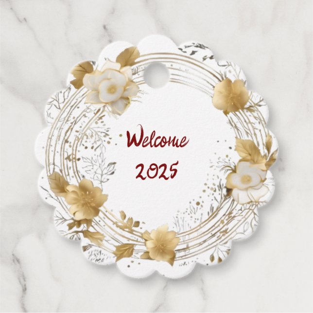 "Ett nytt års Blommigt Fantasy" Gåvor Etiketter (Framsida)