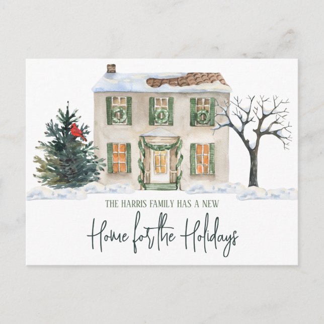Ett Nytt Hem för Högtiderna Flyttningsmeddelande P Vykort (Framsida)
