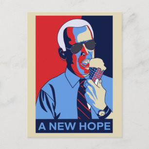 Ett nytt hopp Joe Biden Ice Cream Illustration Helg Vykort
