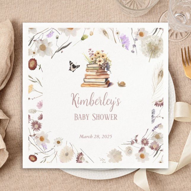 Ett Nytt Kapitel Bebis Shower Saga Vildblomma Pappersservett (Skapare uppladdad)