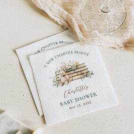 Ett Nytt Kapitel Blommig Bok Tematisch Babyfest Pappersservett