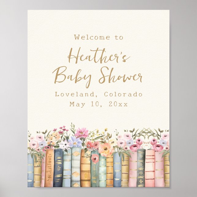 Ett Nytt Kapitel Böcker Välkommen Babyshower Poster (A New Chapter Books Welcome Baby Shower Poster by Painted Paperie
)