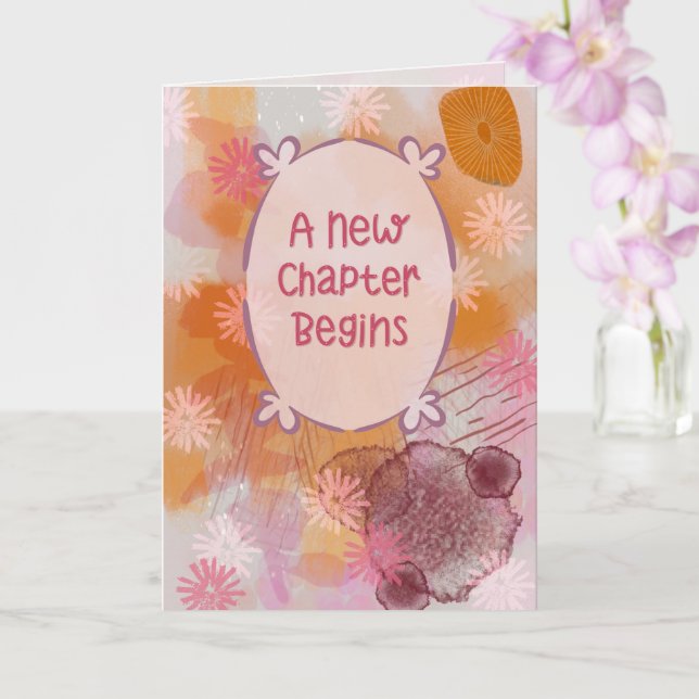 Ett Nytt Kapitel Börjar Abstrakt Välkomstkort Kort (Orkide)