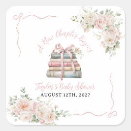 Ett Nytt Kapitel Börjar Baby Shower Fyrkantigt Klistermärke