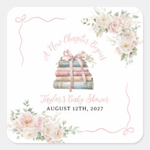 Ett Nytt Kapitel Börjar Baby Shower Fyrkantigt Klistermärke