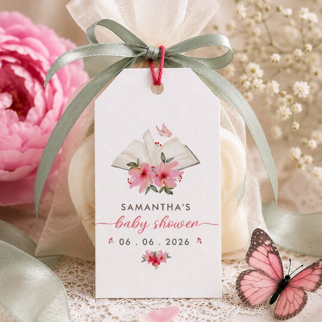 Ett nytt kapitel börjar  baby shower presentetikett (Skapare uppladdad)