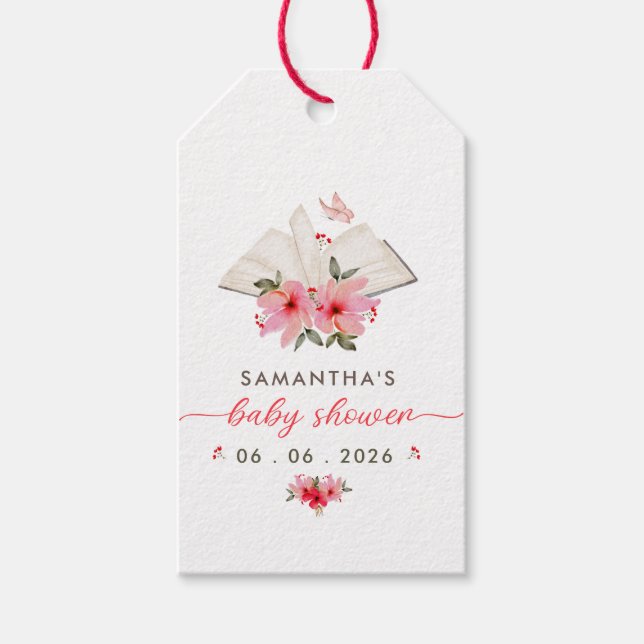 Ett nytt kapitel börjar  baby shower presentetikett (Framsidan)
