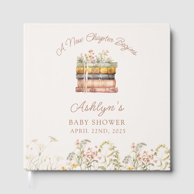 Ett Nytt Kapitel Börjar Bebisens Shower Gästbok (Framsida)