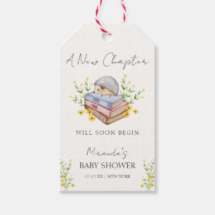 Ett nytt kapitel börjar Blommigten Hedgehog Baby S Presentetikett