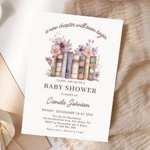 Ett Nytt Kapitel Börjar Böcker Baby Shower Inbjuda Inbjudningar