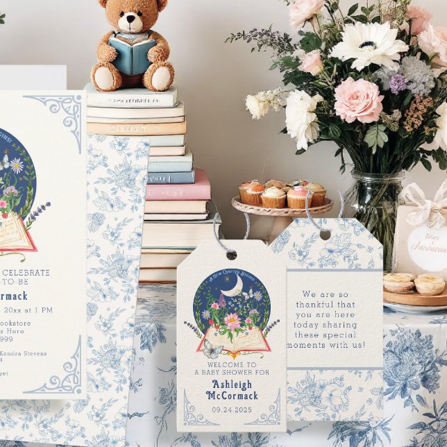 Ett nytt kapitel börjar Bok Måne i Blomsterträdgår Presentetikett (Skapare uppladdad)