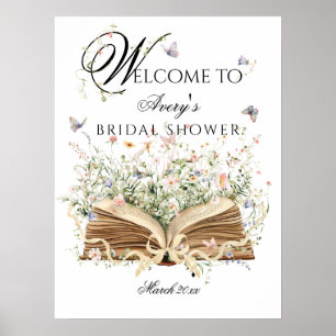 Ett Nytt Kapitel Börjar Bok Vildblomma Bröllopsdus Poster