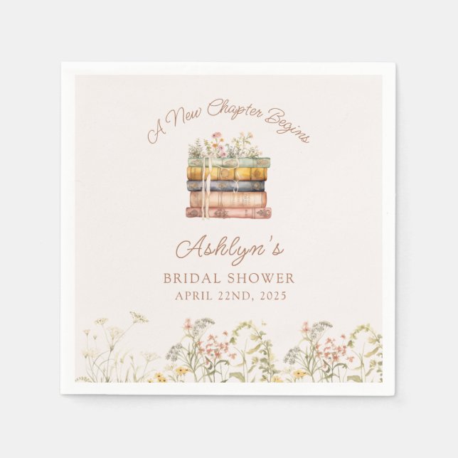 Ett Nytt Kapitel Börjar Bröllopsdusch Pappersserve Pappersservett (Framsidan)