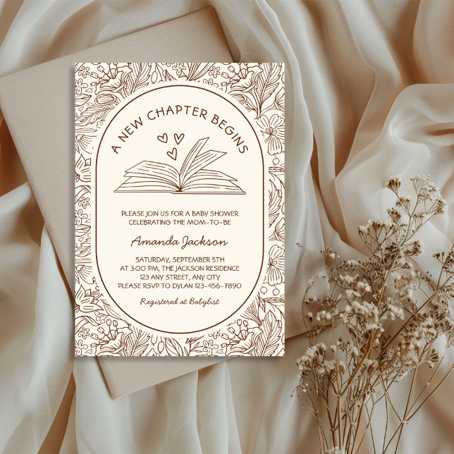 Ett Nytt Kapitel Börjar Litterär Bebis Shower Inbjudningar (A New Chapter Begins Literary Baby Shower Invitation)