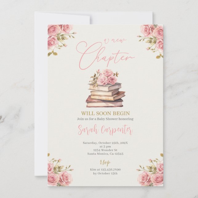 Ett nytt kapitel börjar med babyskor inbjudningar (Framsida)