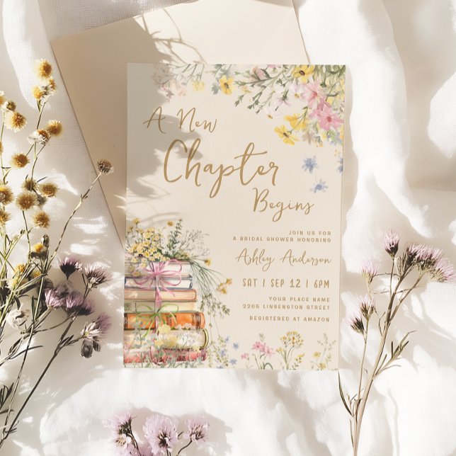 Ett nytt kapitel börjar med Möhippan Wildblomma Inbjudningar (Skapare uppladdad)