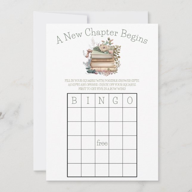 Ett nytt kapitel börjar! Möhippa BINGO-spel Inbjudningar (Framsida)