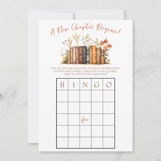 Ett nytt kapitel börjar! Möhippa BINGO-spel Inbjudningar (Framsida)