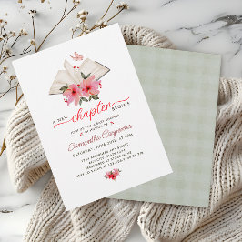 Ett nytt kapitel börjar öppen bok floral baby show inbjudningar