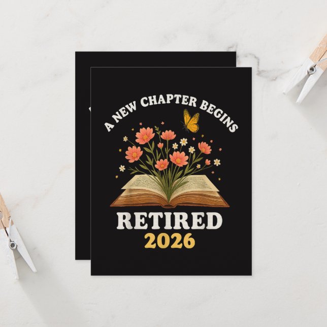 Ett Nytt Kapitel Börjar Pensionerad 2026 Inbjudningar (Fram/Back In Situ)