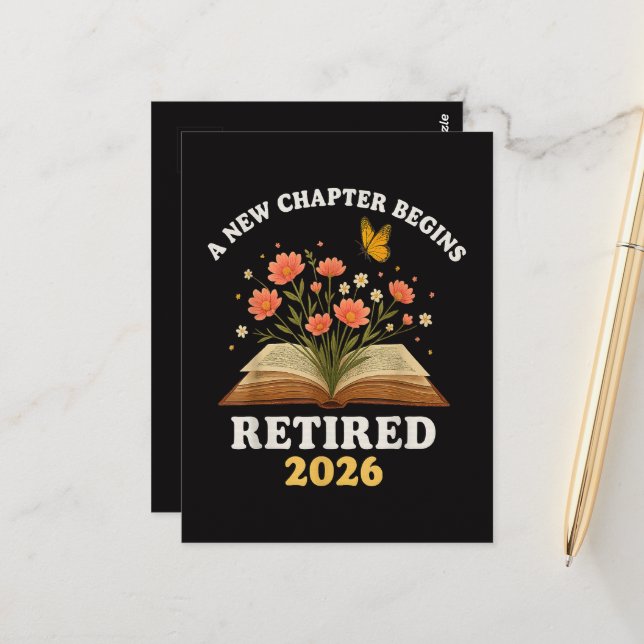 Ett Nytt Kapitel Börjar Pensionerad 2026 Vykort (Fram/Back In Situ)