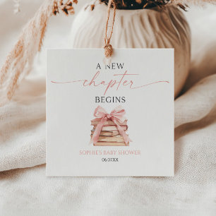Ett nytt kapitel börjar Rosa Bow Bokar Baby Shower Gåvor Etiketter