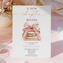 Ett nytt kapitel börjar Rosa Bow Bokar Baby Shower